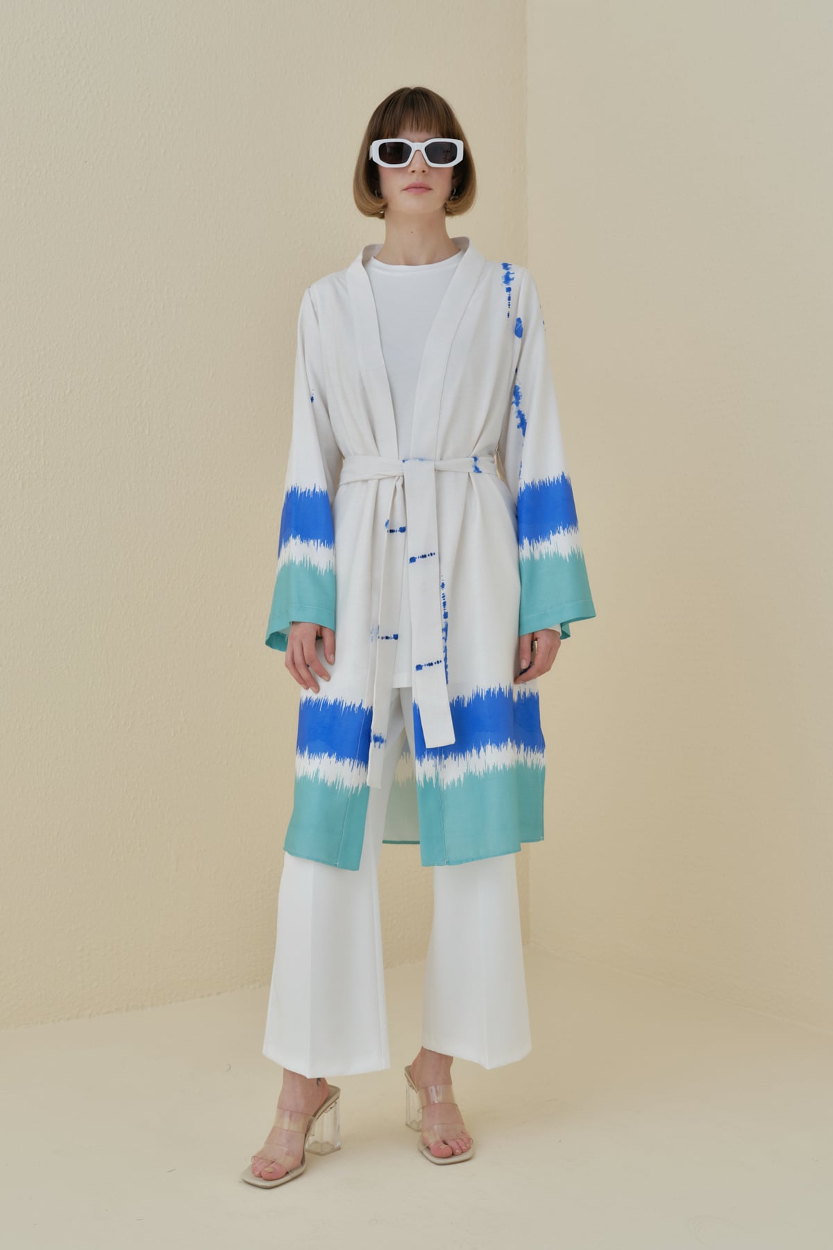 NİHAN Kimono Nihan Yırtmaçlı Kuşaklı Kimono  Mint_modest