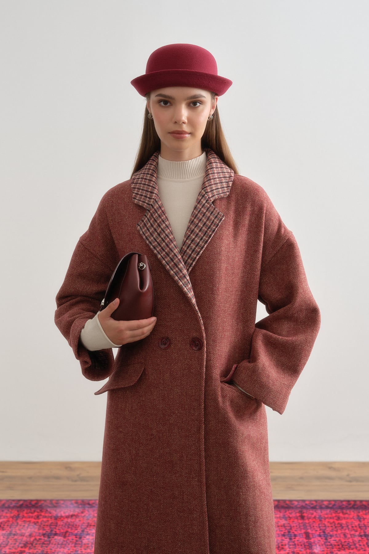NİHAN Kaban Oversize Kaban  Bordo_modest