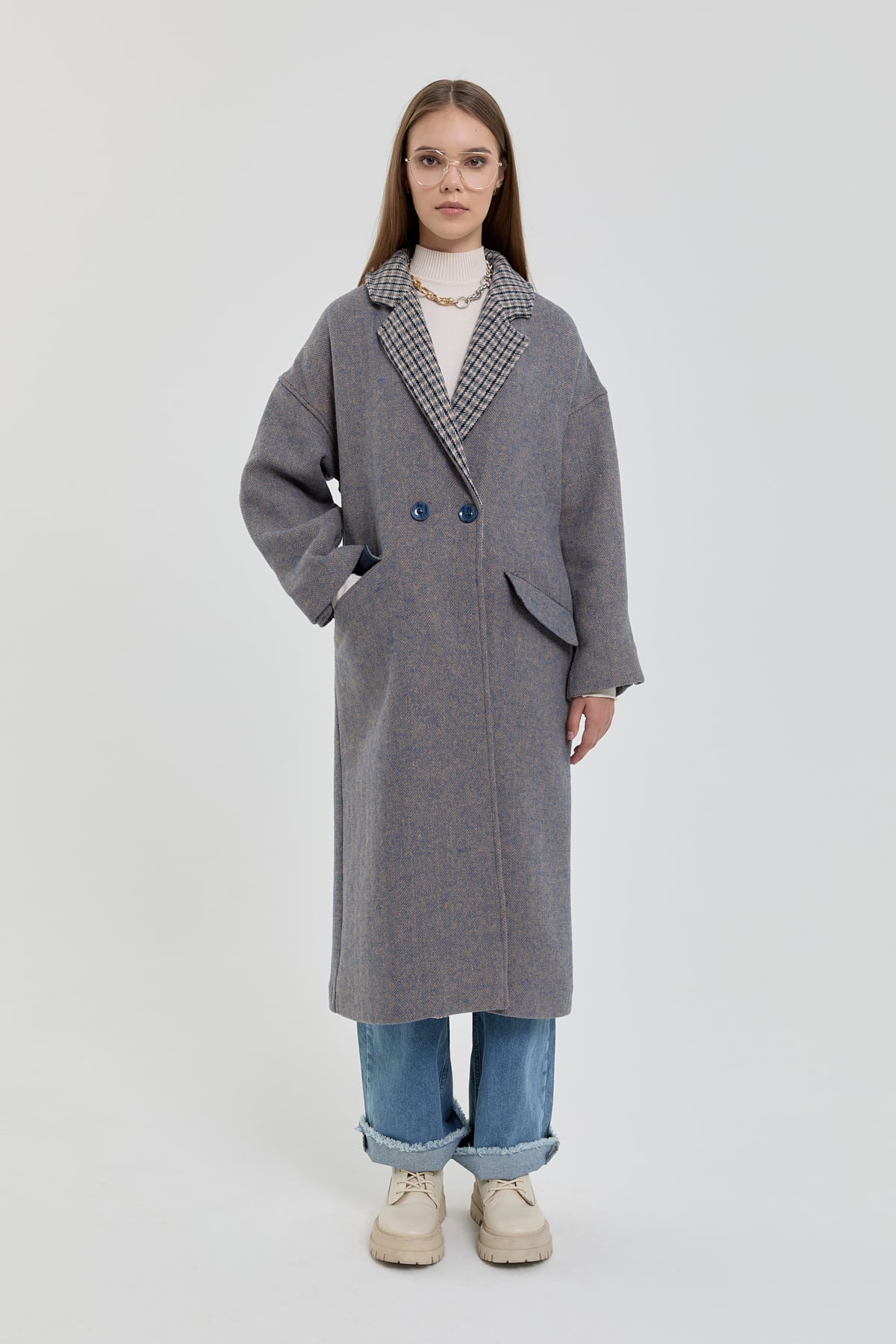 NİHAN Kaban Oversize Kaban  İndigo_modest