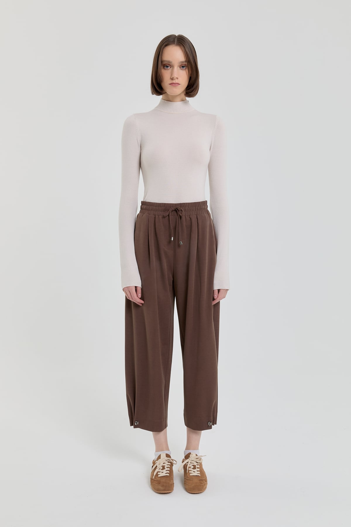 NİHAN Pantolon Tencel Havuç Pantolon  Kahve_modest