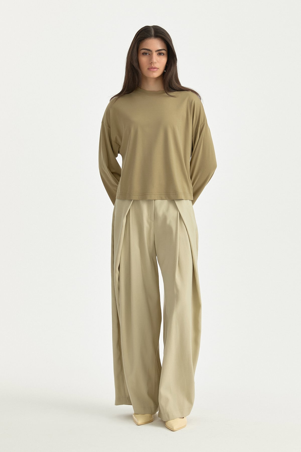 Örme Crop Bluz  Haki