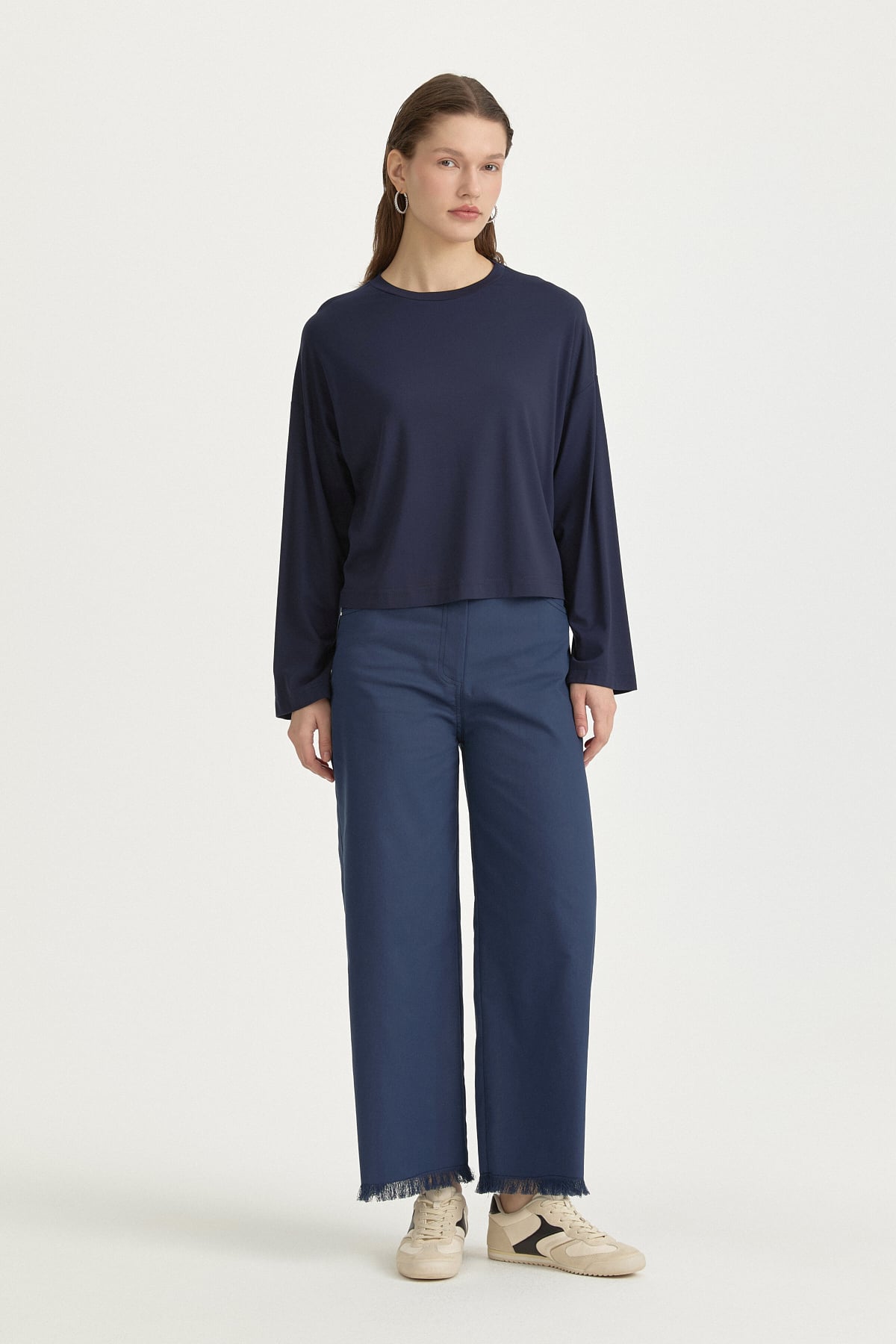 Örme Crop Bluz  Lacivert