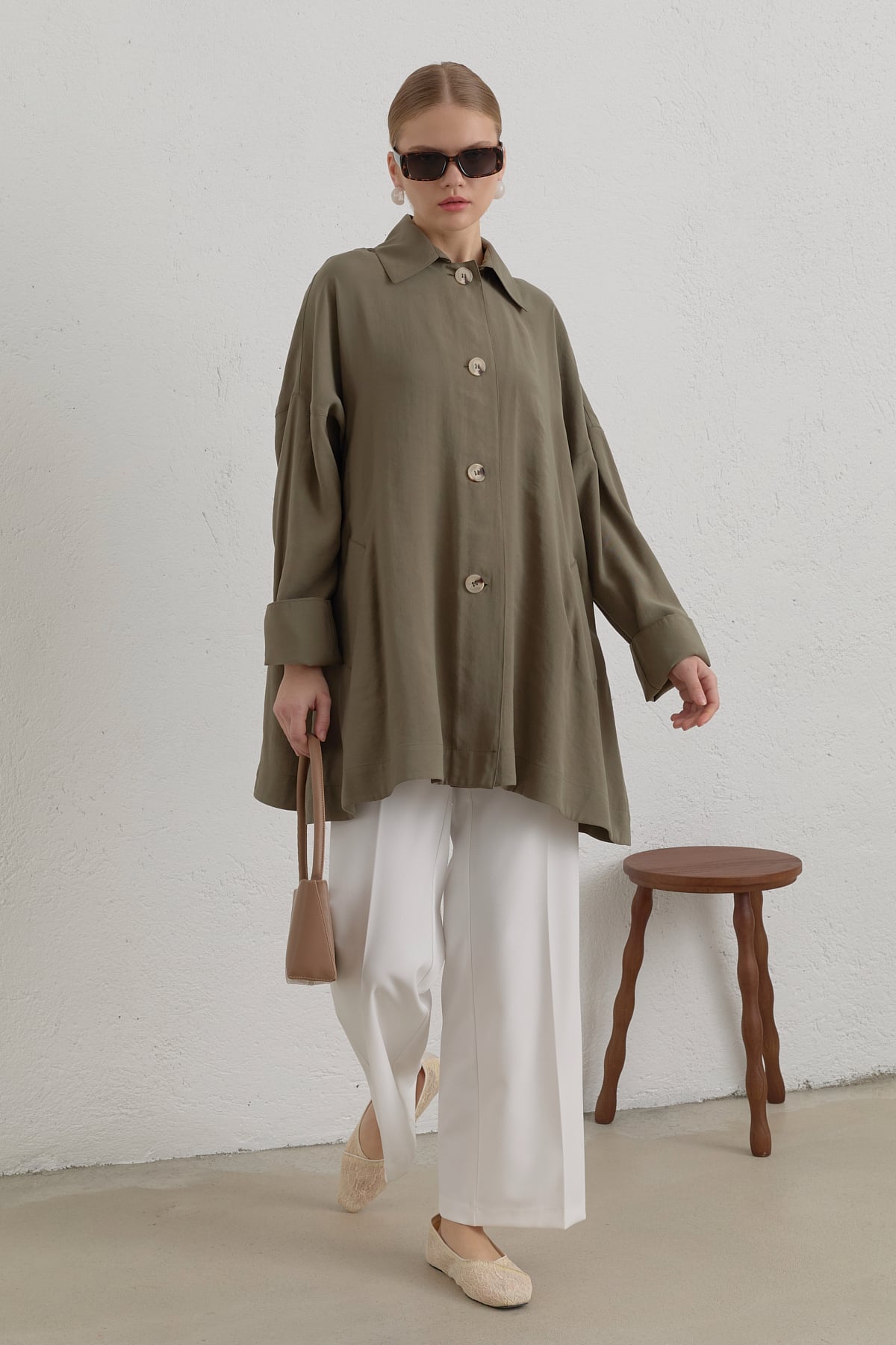 Rahat Kalıp Modal Ceket  Haki