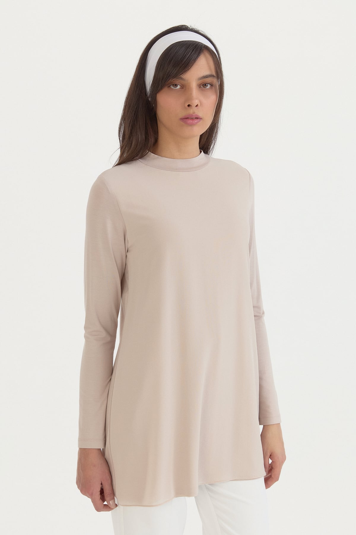 Şifonlu Penye Tunik  Taş