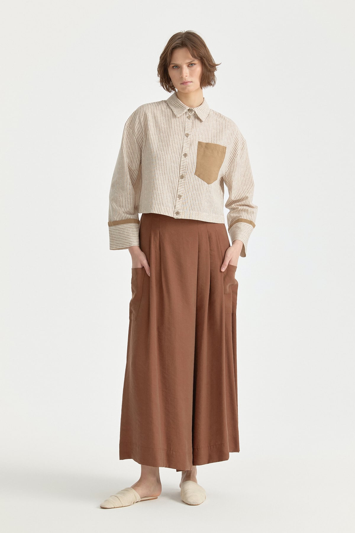 Tencel Pantolon Etek  Açık Kahve