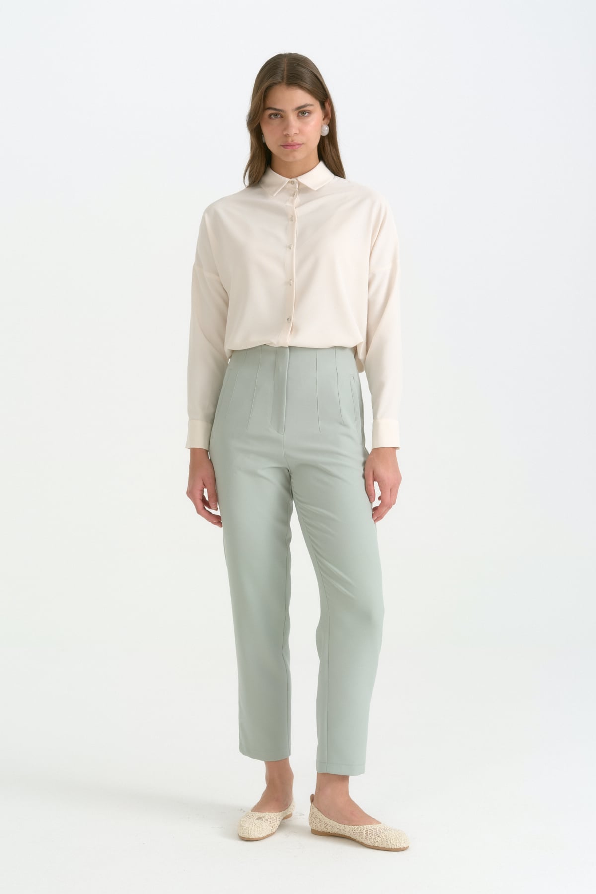 Beli Pensli Havuç Pantolon  Aqua