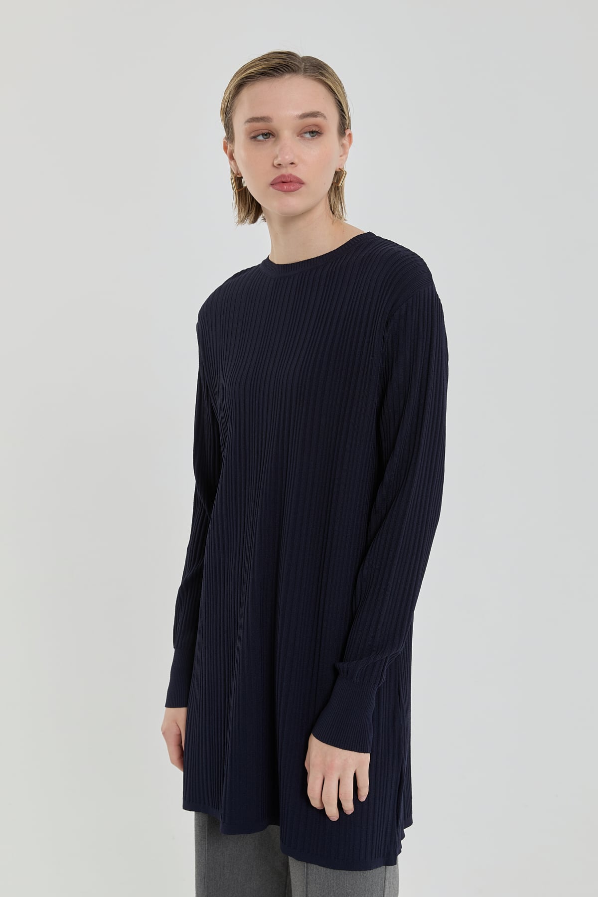 Fitilli Triko Tunik  Lacivert