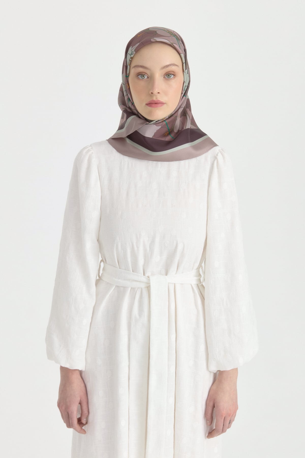 Garden Whisper Twill İpek Eşarp  Gül Kurusu