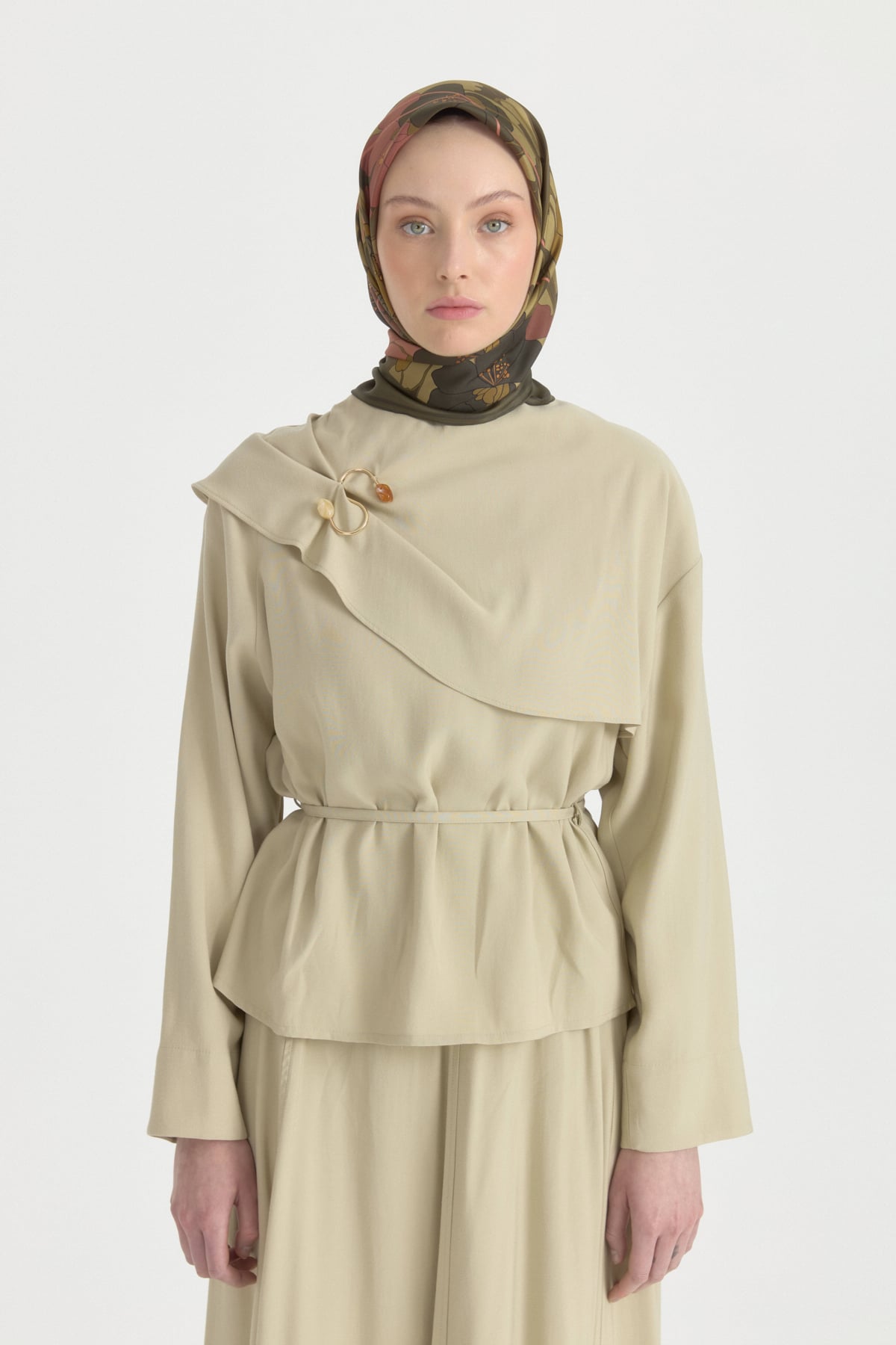 Garden Whisper Twill İpek Eşarp  Yeşil