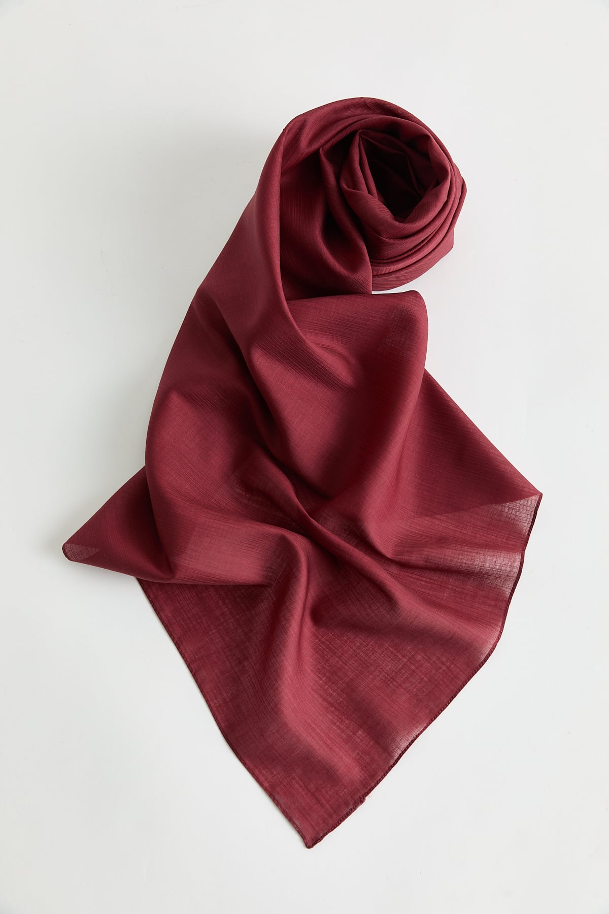 Keten Efektli Natural Eşarp  Bordo