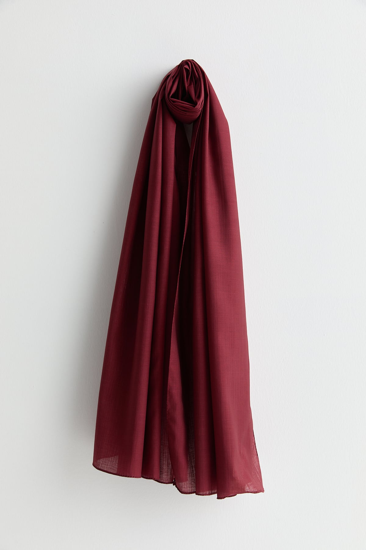 Keten Efektli Natural Şal  Bordo