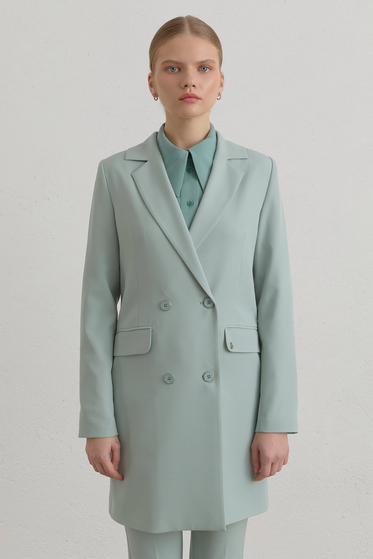 Kruvaze Blazer Ceket  Aqua
