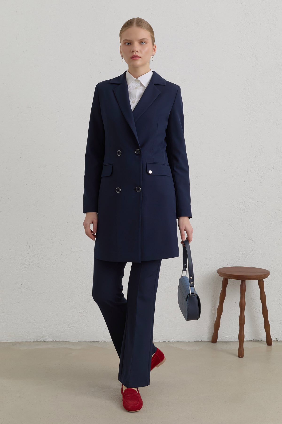 Kruvaze Blazer Ceket  Lacivert