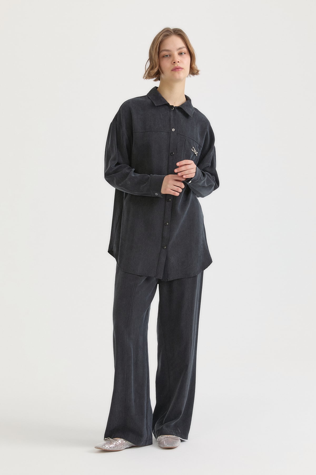 Lyocell Pantolon Tunik Takım  Siyah