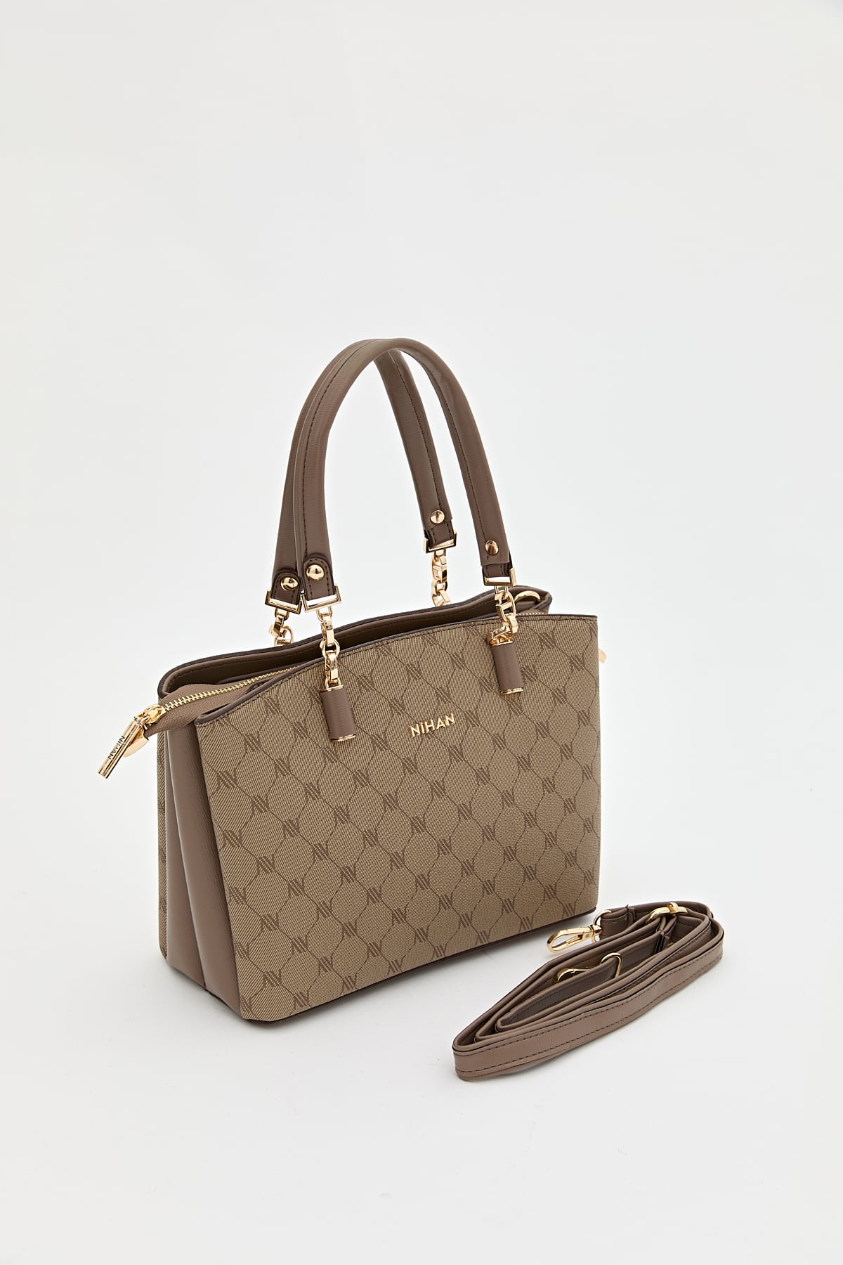 Nihan Monogram Shopper Çanta  Bej
