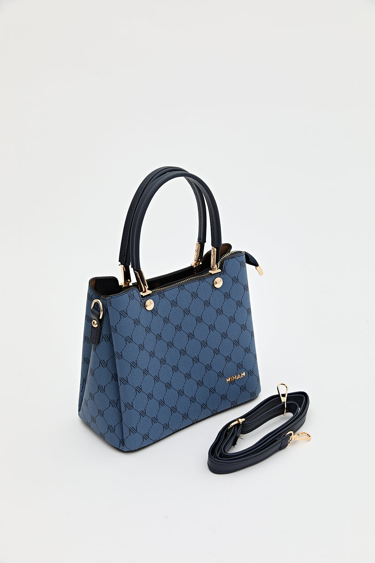 Nihan Monogram Tote Çanta  Lacivert