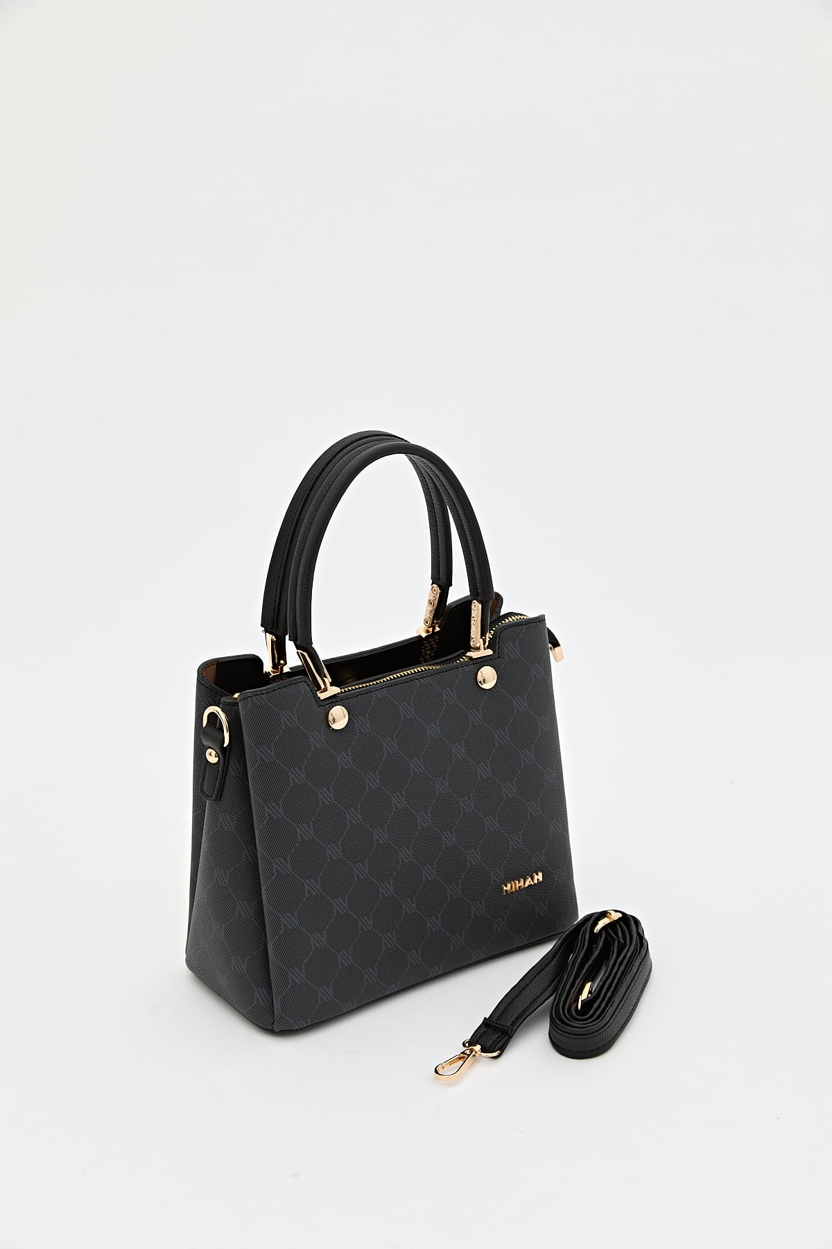 Nihan Monogram Tote Çanta  Siyah