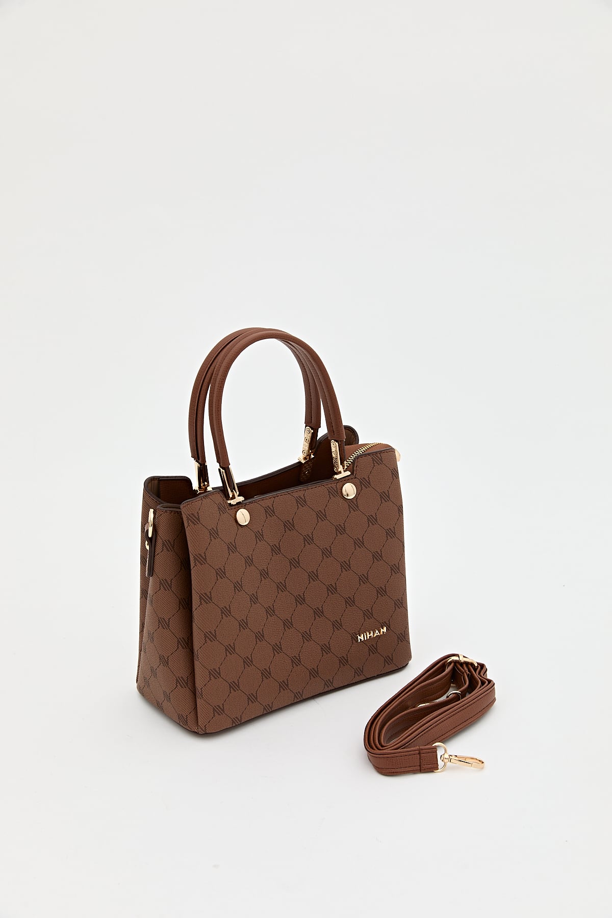 Nihan Monogram Tote Çanta  Taba
