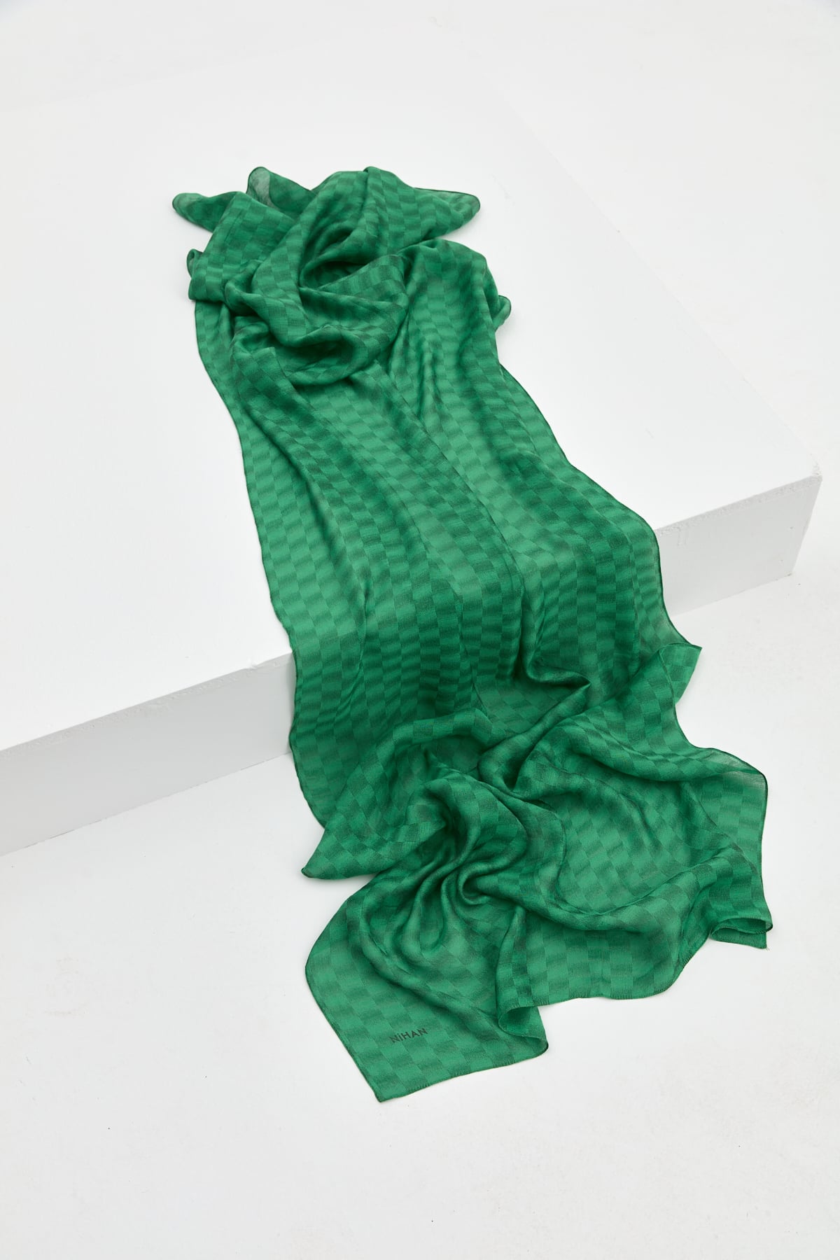 NİHAN Shawl Nihan Dama Desen Şal  Benetton Yeşili_modest