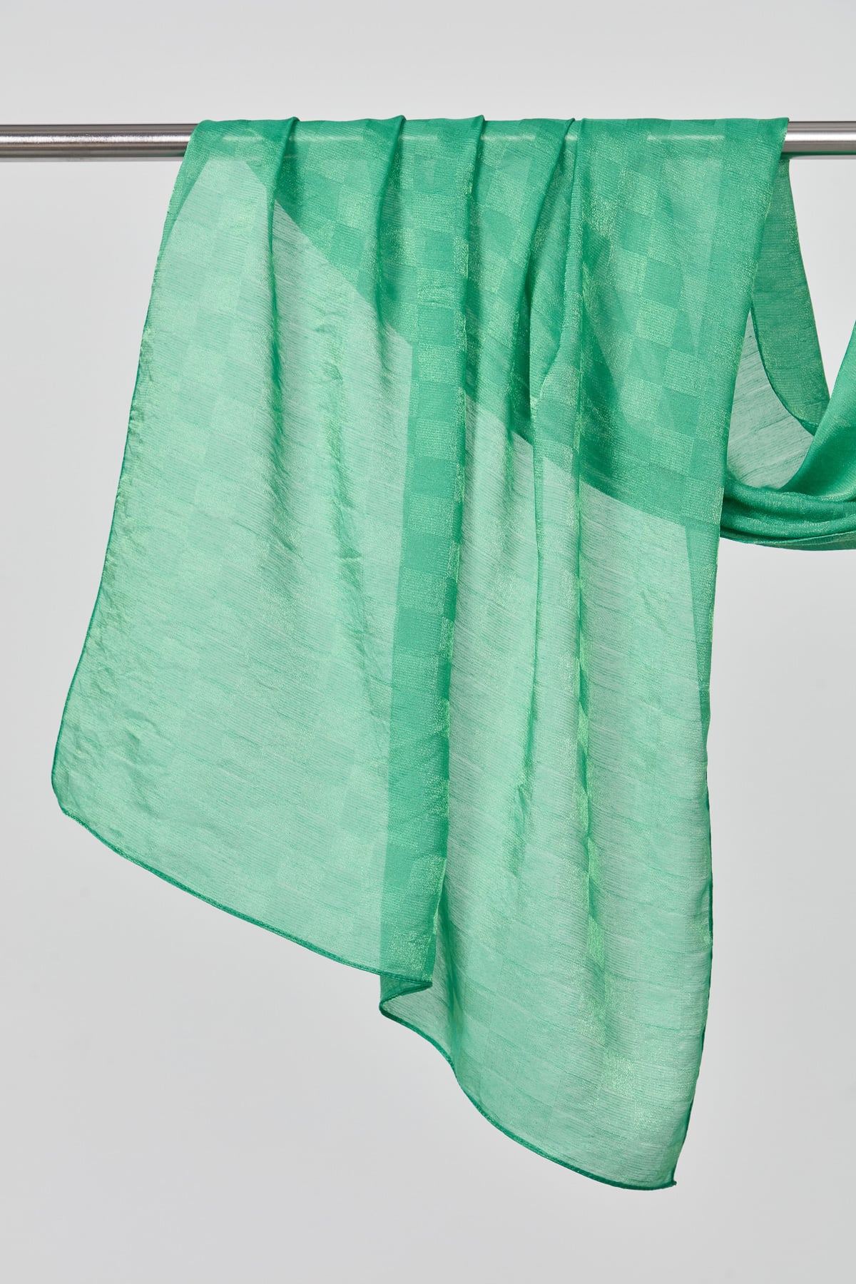NİHAN Stil Şal Nihan Dama Jakarlı Şal  Benetton Yeşili_modest