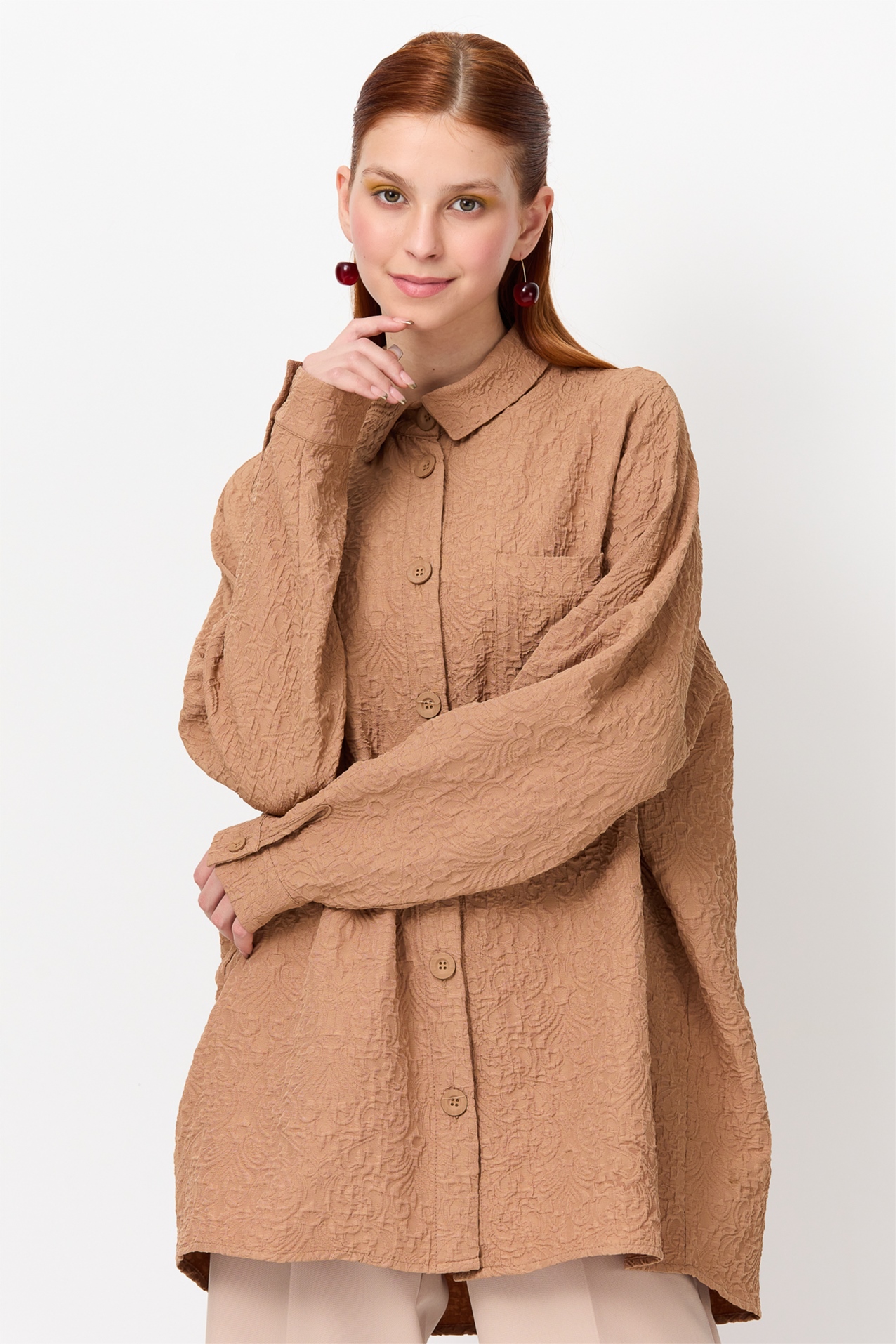 NİHAN Ceket Nihan Düşük Omuzlu Ceket  Camel_modest