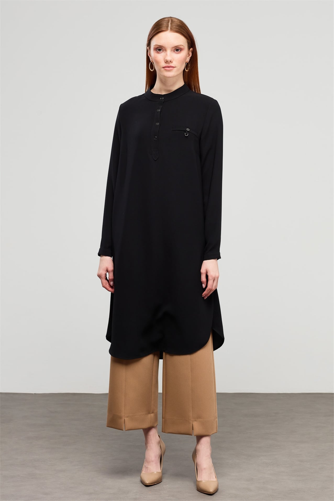 NİHAN Tunik Nihan Hakim Yaka Tunik  Siyah_modest