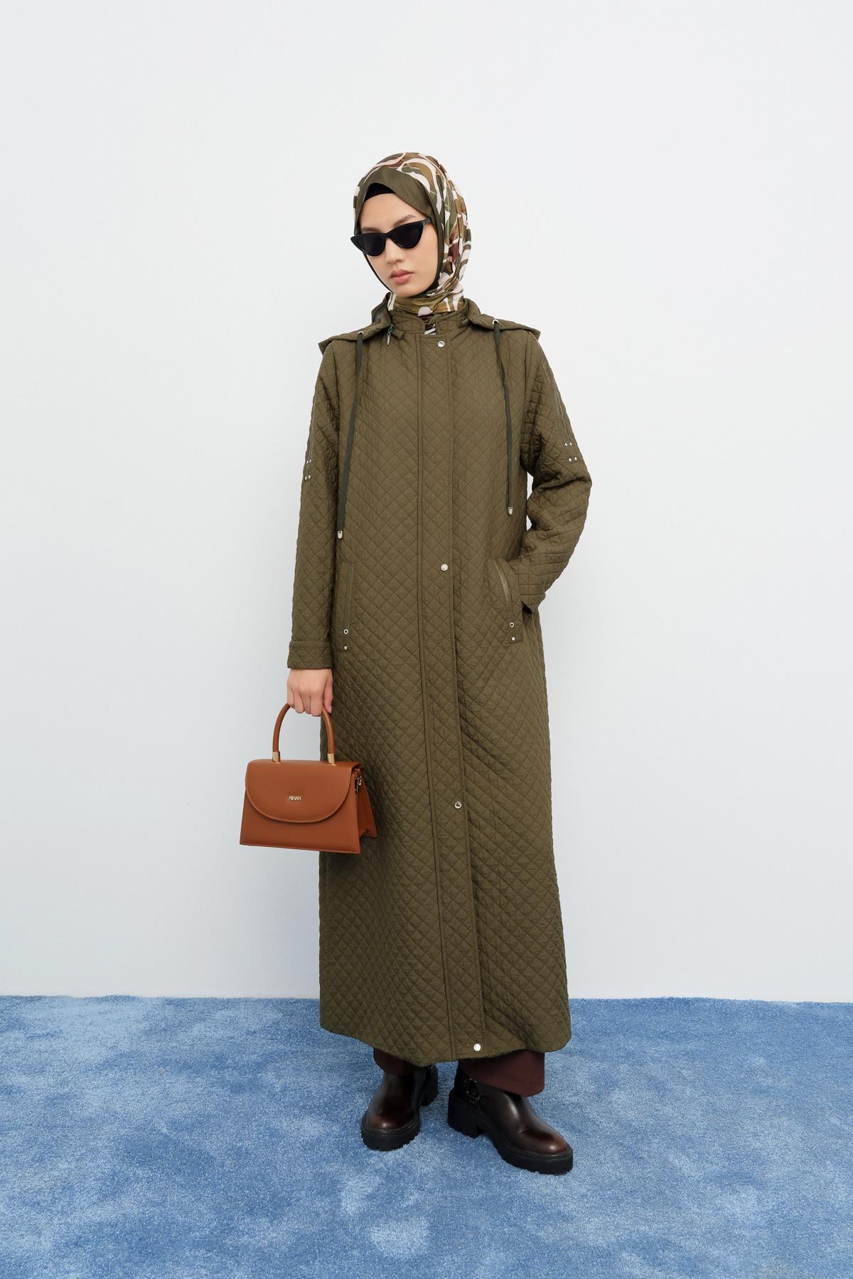 NİHAN Pardesü Nihan İnce Kapitone Aksesuar Detaylı Pardesü  Haki_modest