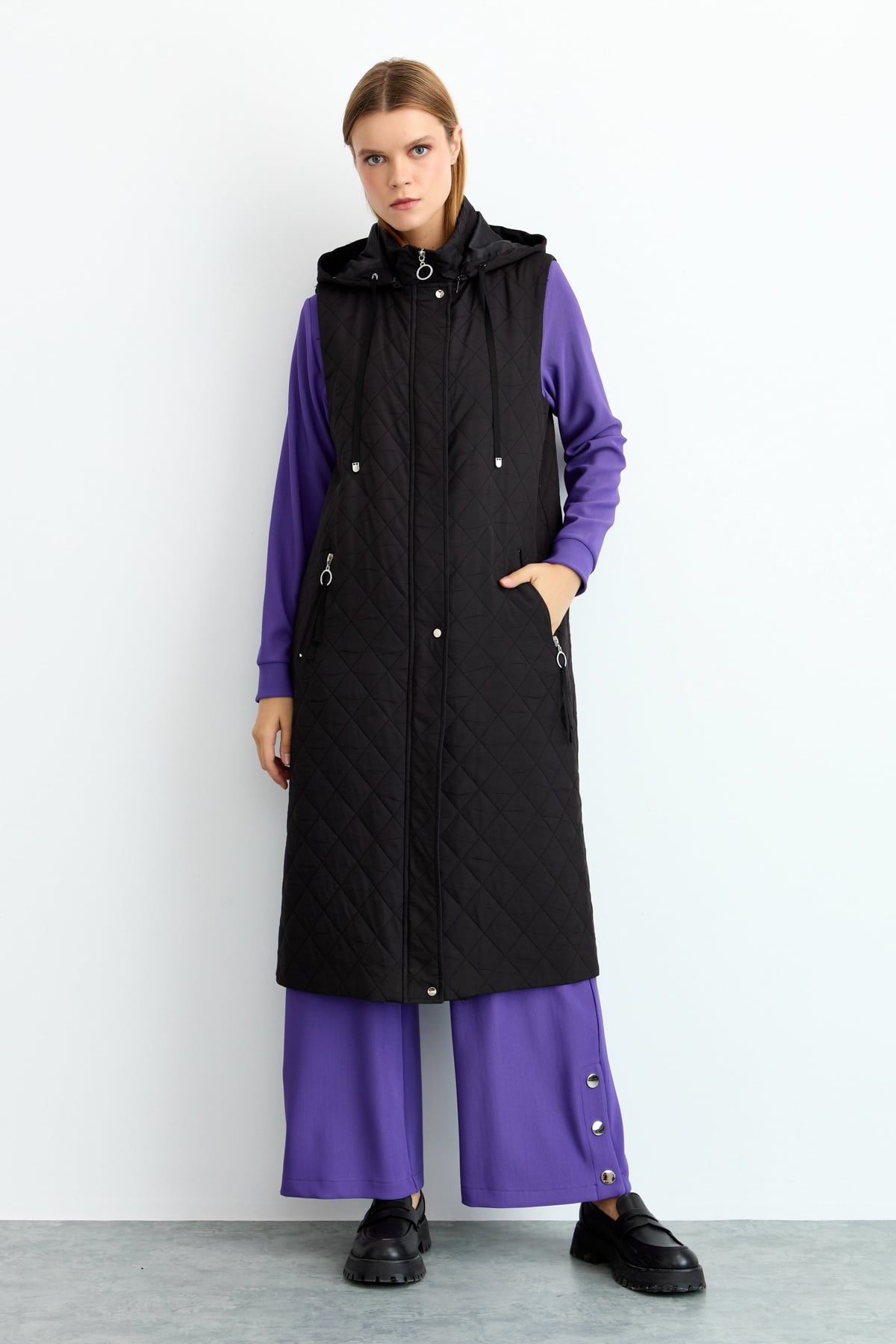 NİHAN Vest Nihan İnce Kapitone Yelek  Siyah_modest