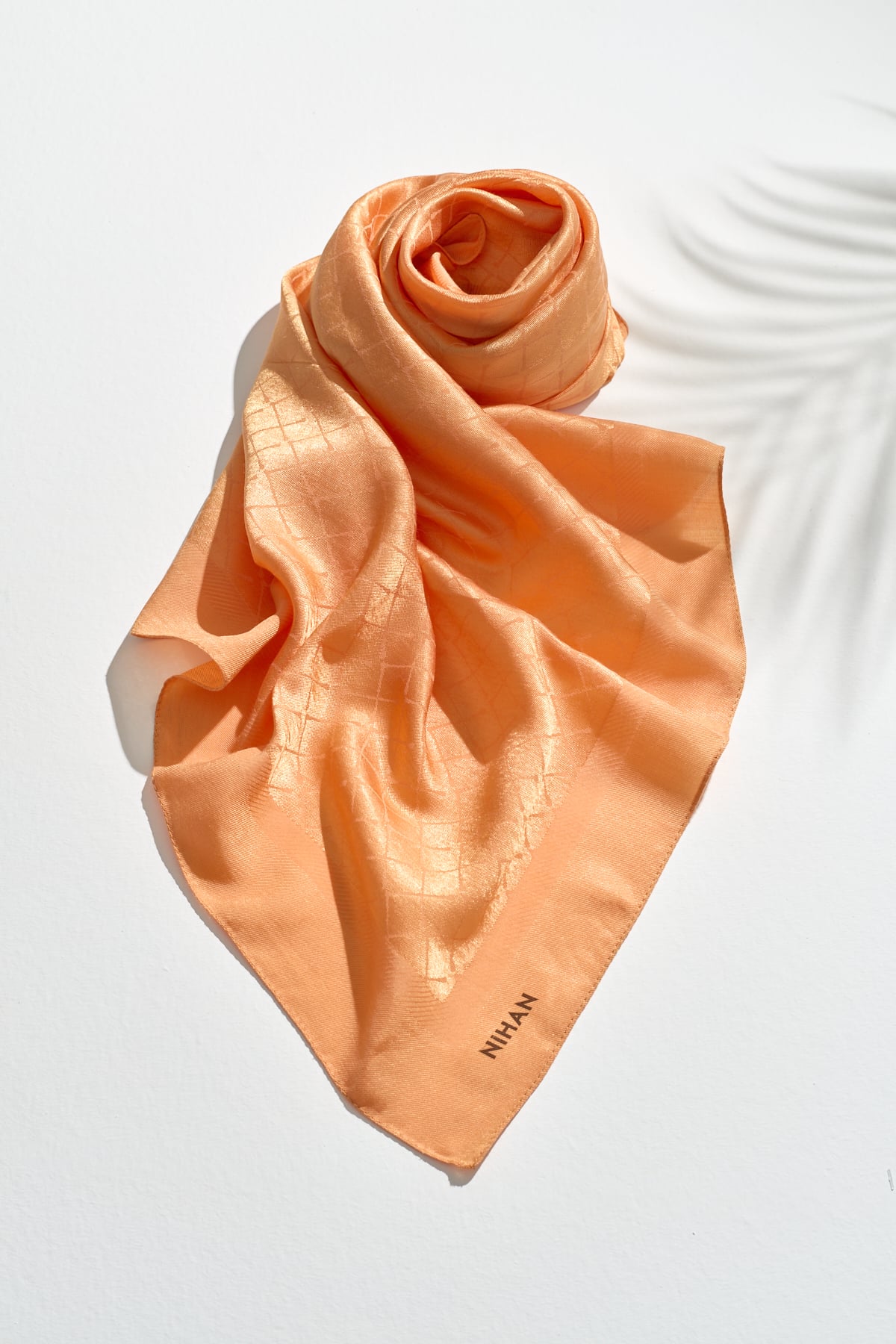 NİHAN Scarfs Nihan Jakarlı Pamuk Lyocell Eşarp  Oranj_modest