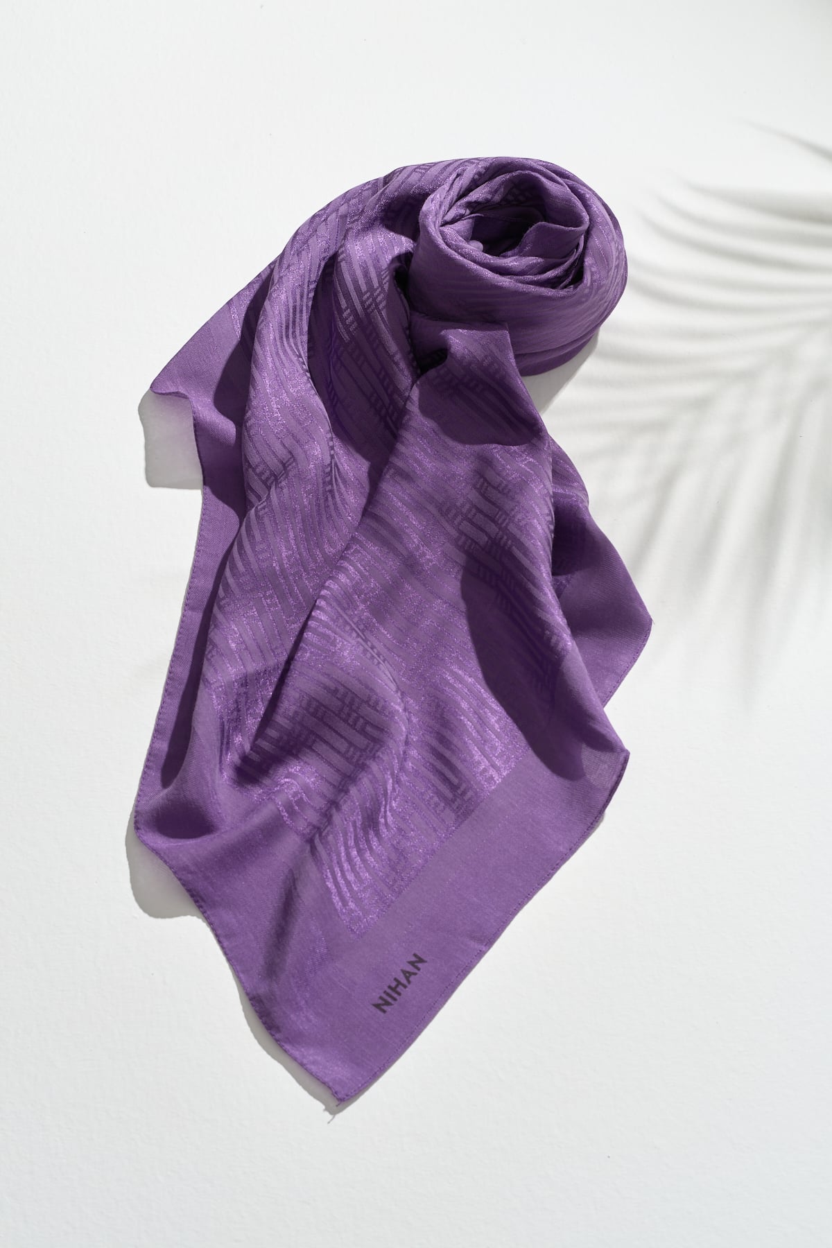 NİHAN Scarfs Nihan Jakarlı Pamuk Lyocell Eşarp  Mor_modest