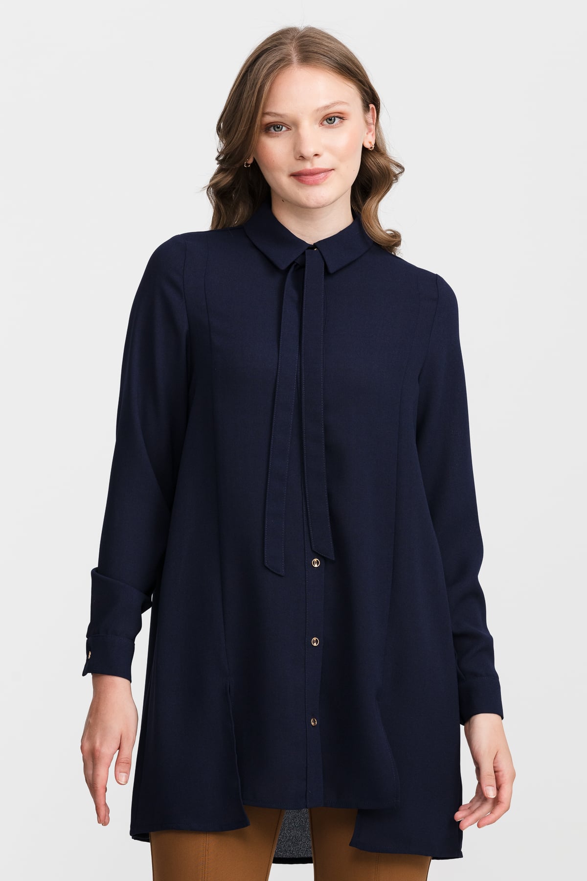 NİHAN Tunik Nihan Kravatlı Tunik  Lacivert_modest
