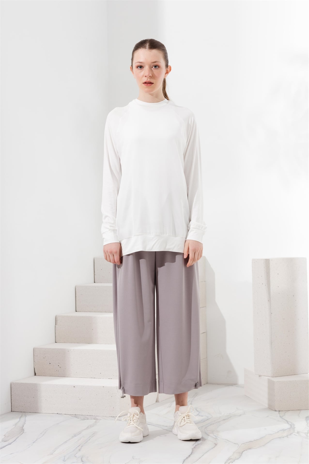 NİHAN Pantolon Nihan Örme Bol Pantolon  Gri_modest
