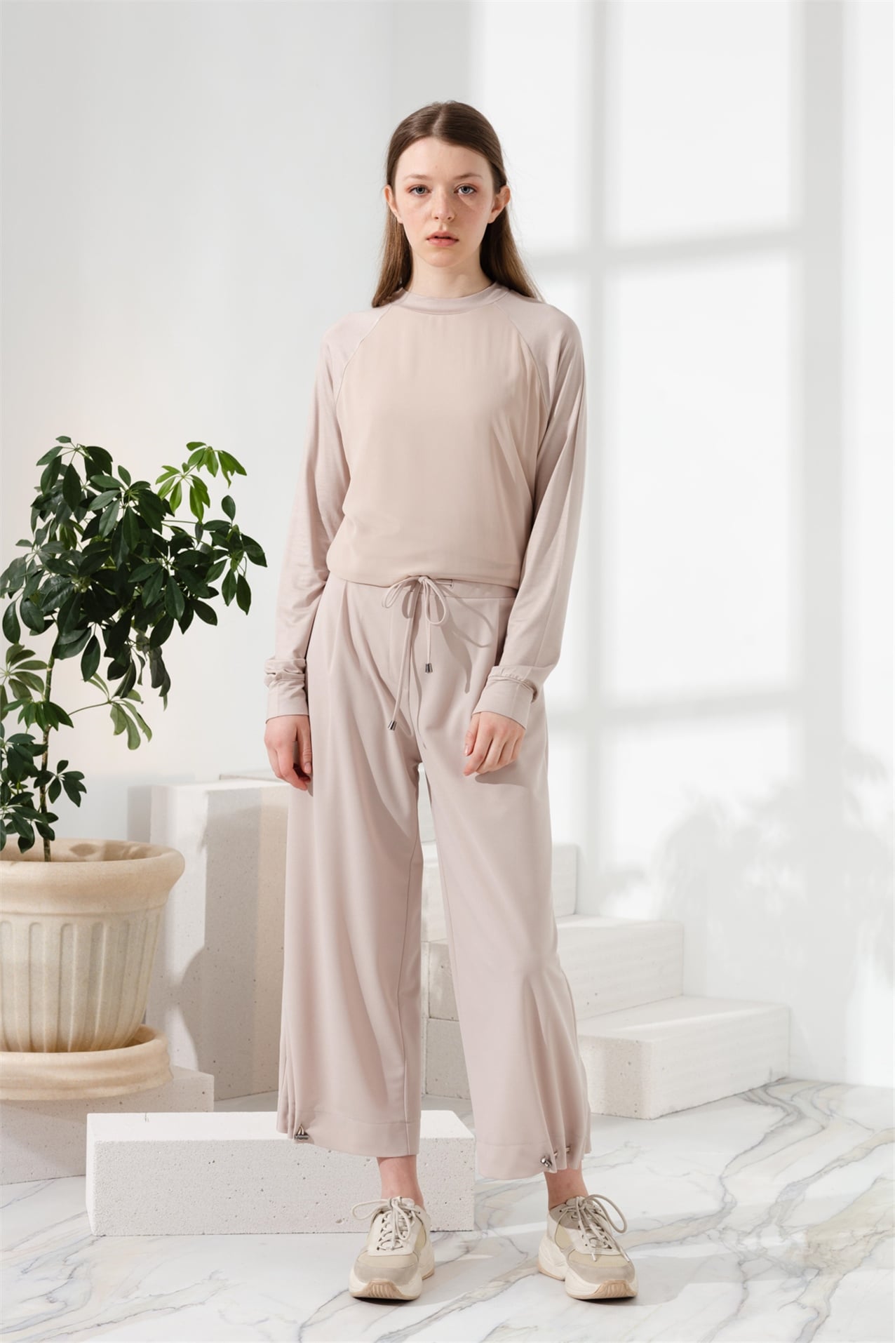 NİHAN Pantolon Nihan Örme Bol Pantolon  Taş_modest