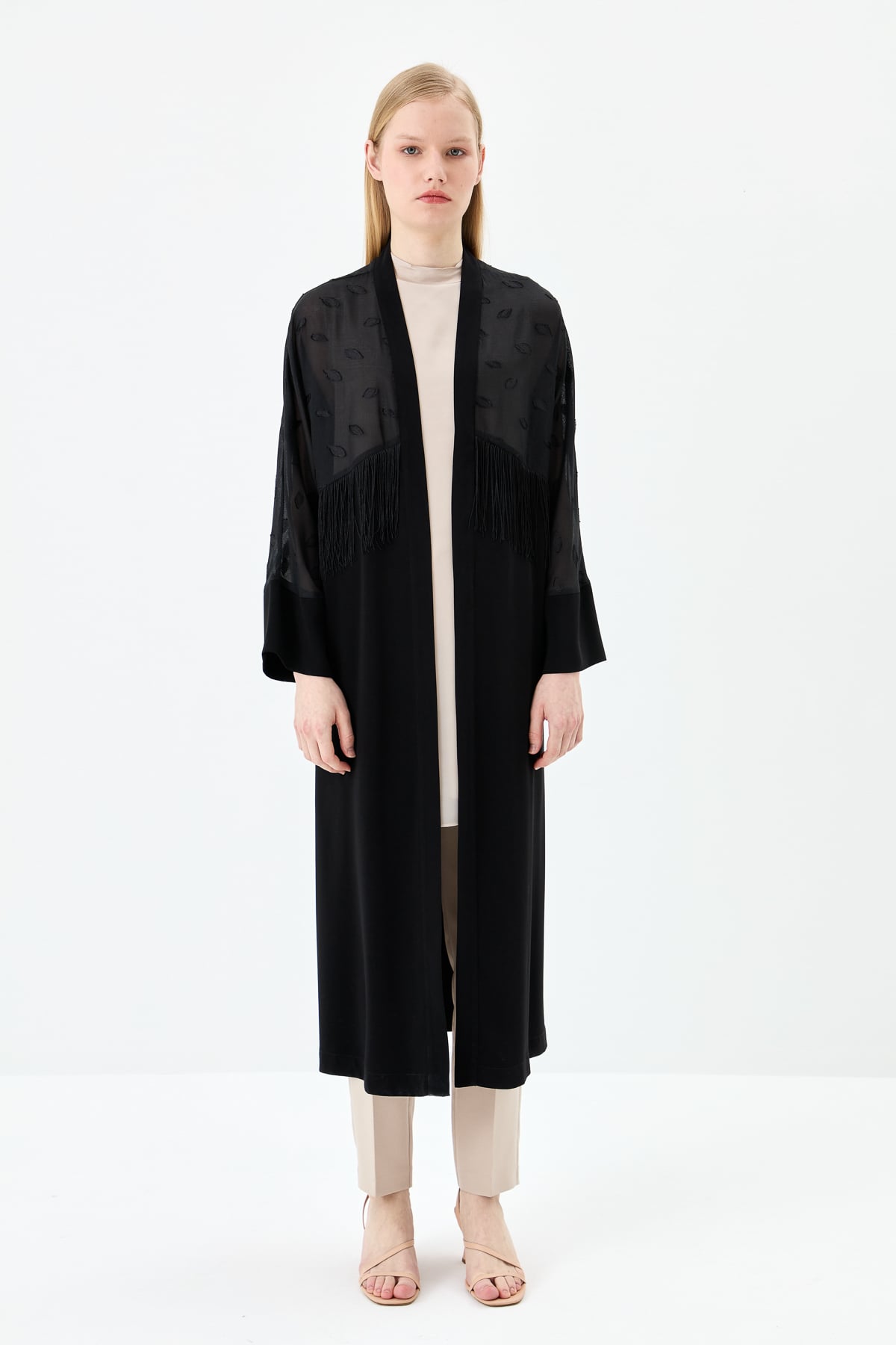 NİHAN Kimono Nihan Püsküllü Kimono  Siyah_modest