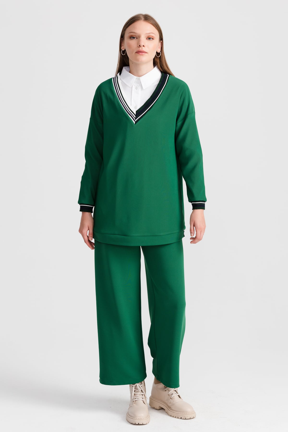 NİHAN Sweat Nihan Ribana Detaylı Sweat  Benetton Yeşili_modest
