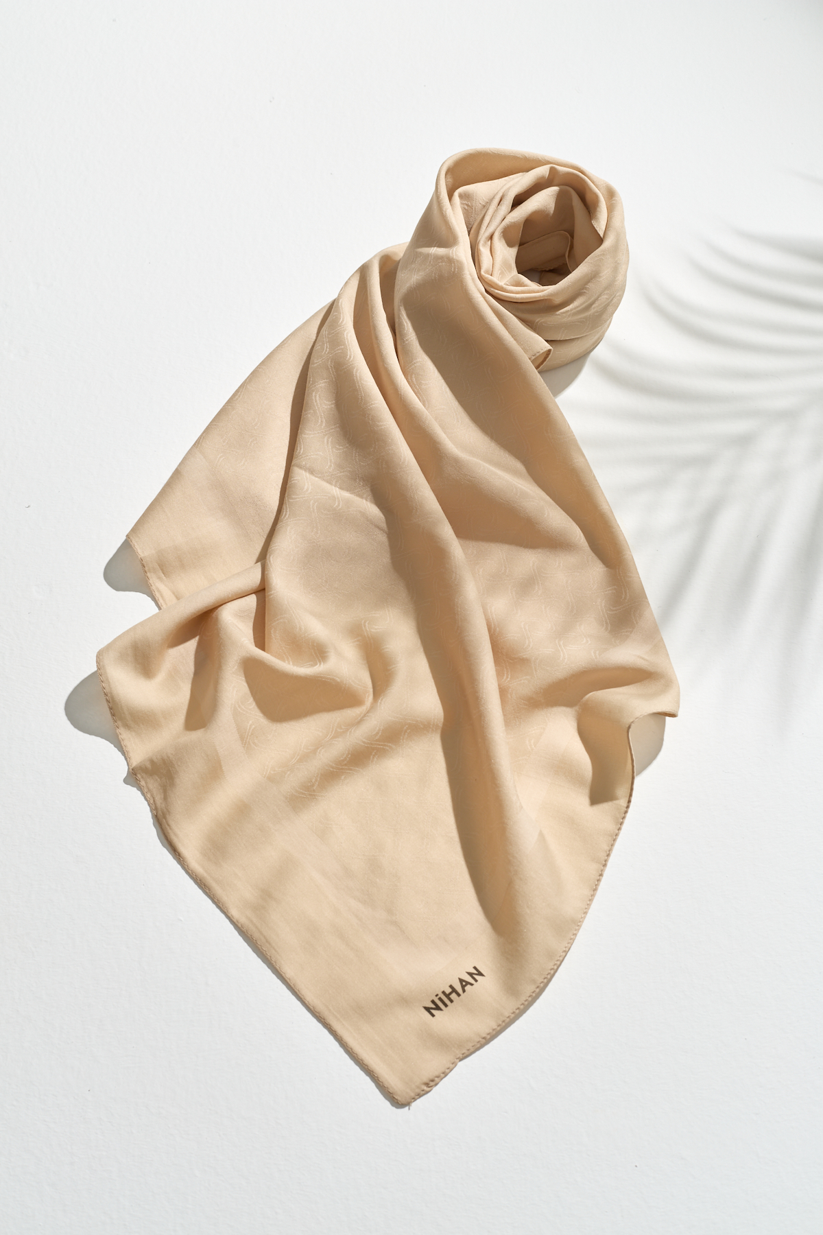 NİHAN Stil Eşarp Nihan Sarmal Desen Eşarp  Bej_modest