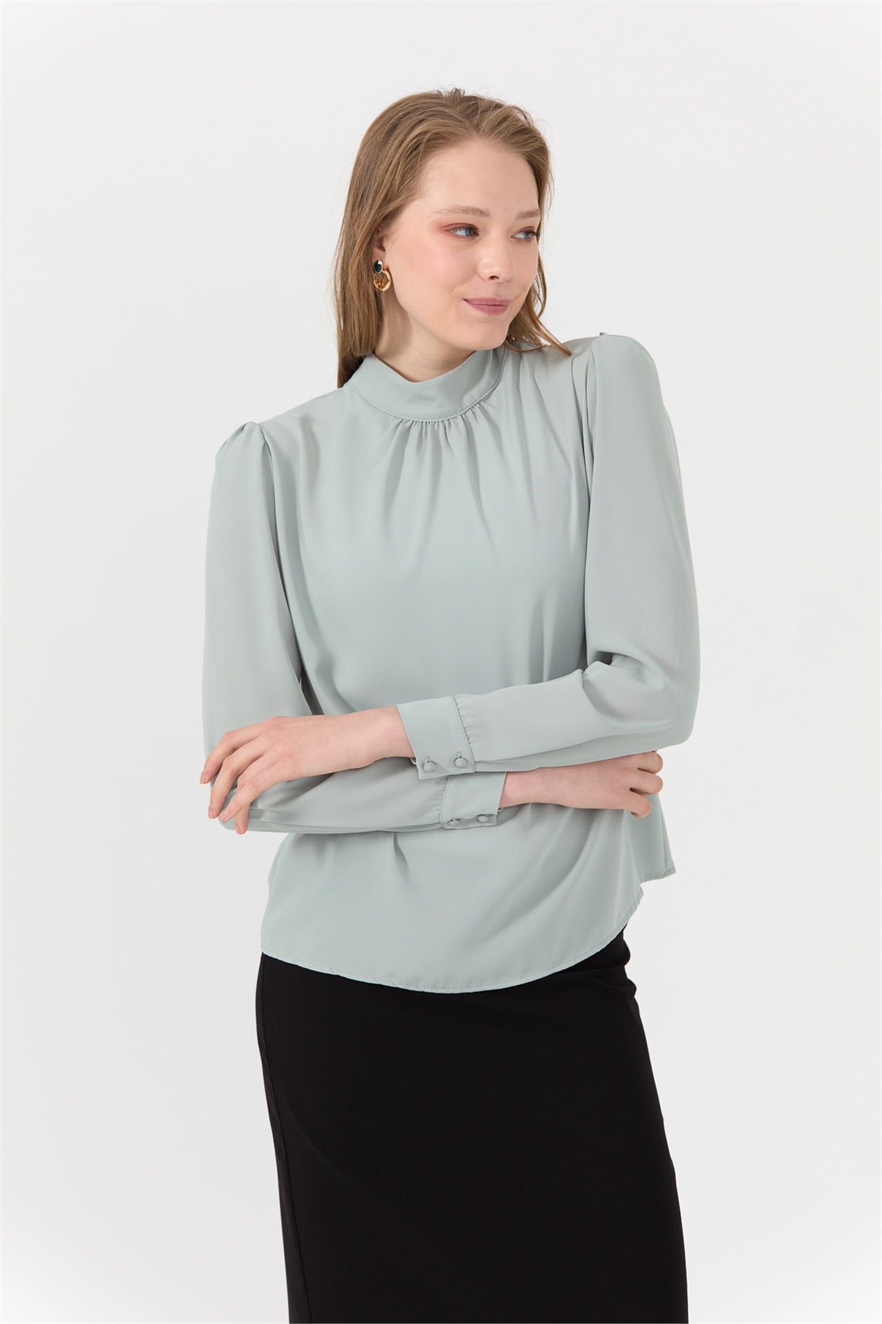 NİHAN Blouse Nihan Şık Bluz  Mint_modest
