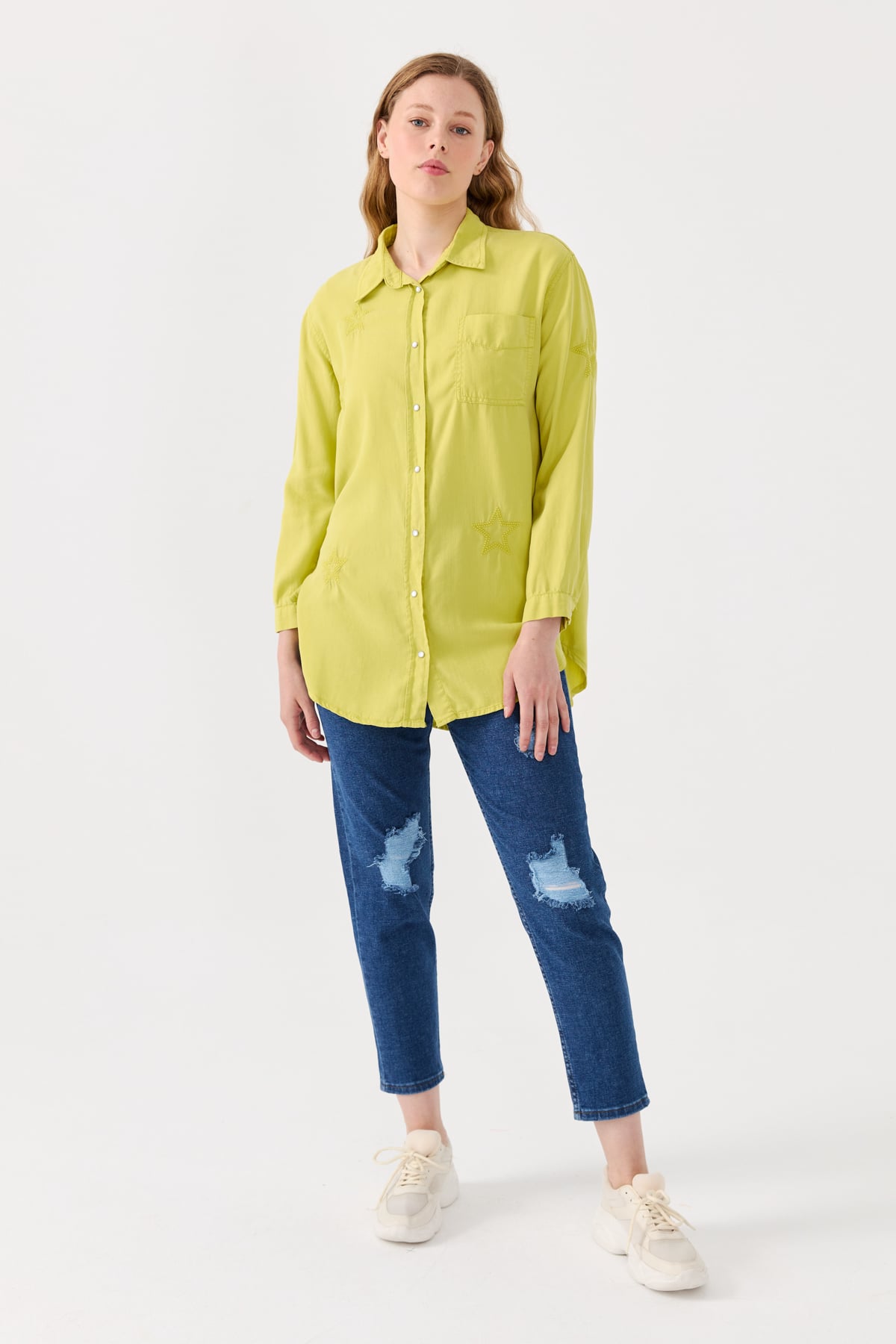 NİHAN Tunik Nihan Tencel Gömlek Tunik  Olive_modest