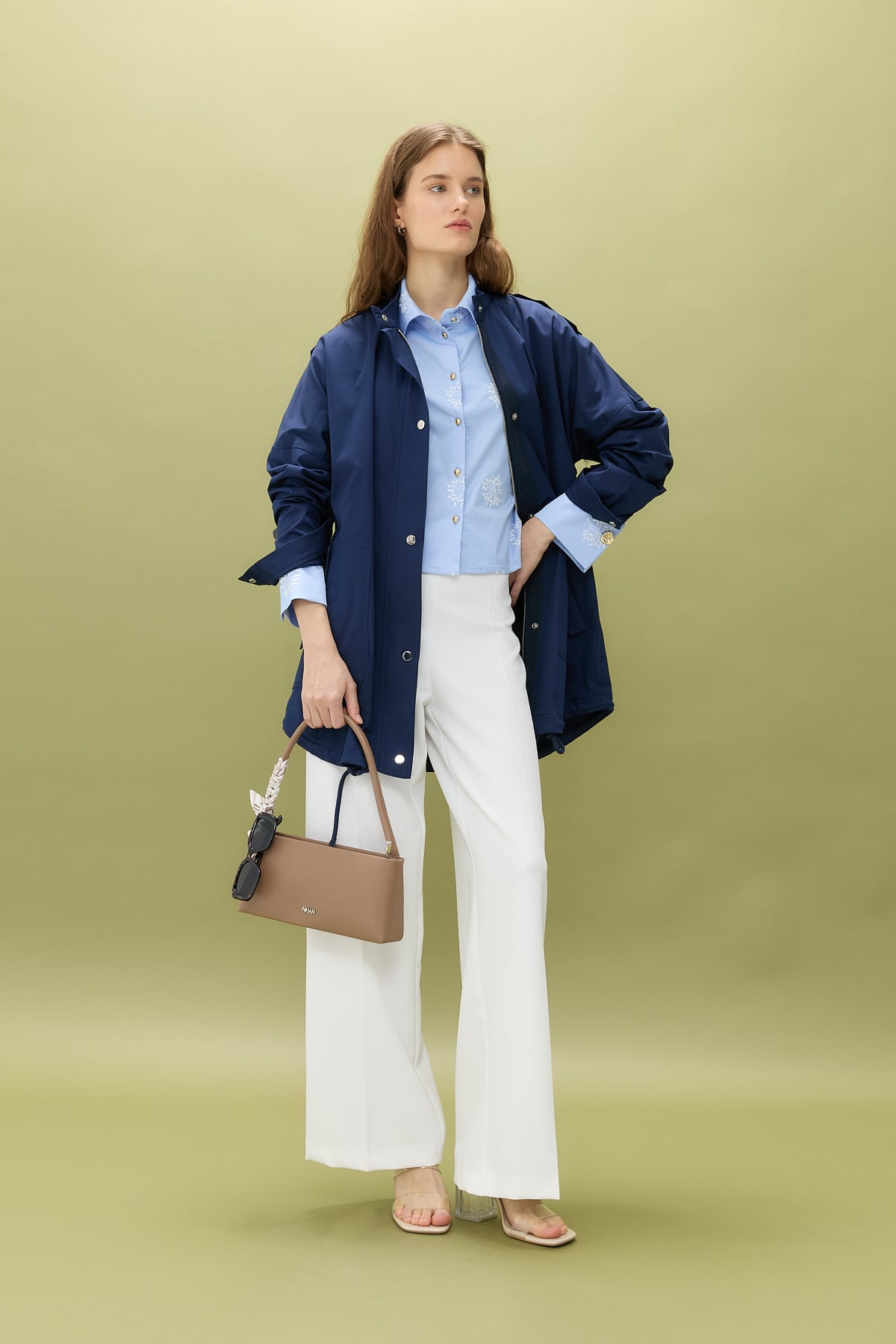 NİHAN Trench Coat Nihan Apolet Detaylı Oversize Kap  Lacivert_modest