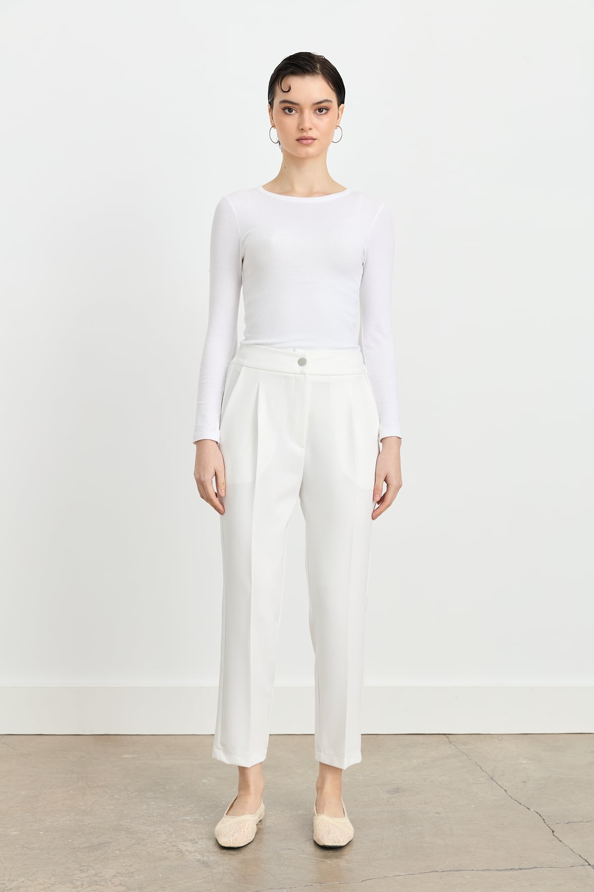 NİHAN Pants Nihan Arka Beli Lastikli Havuç Pantolon  Ekru_modest