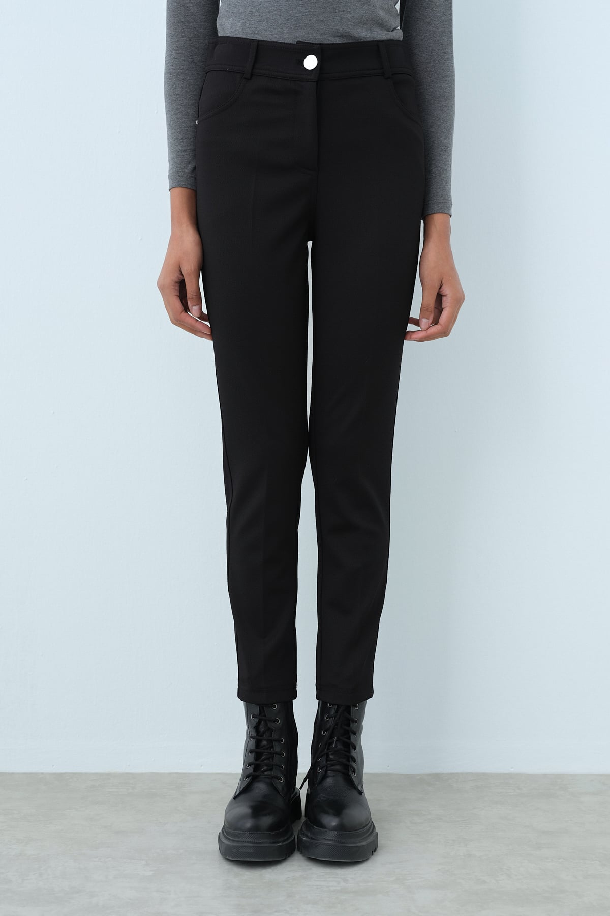 NİHAN Pants Nihan Basic Dar Paça Pantolon  Siyah_modest