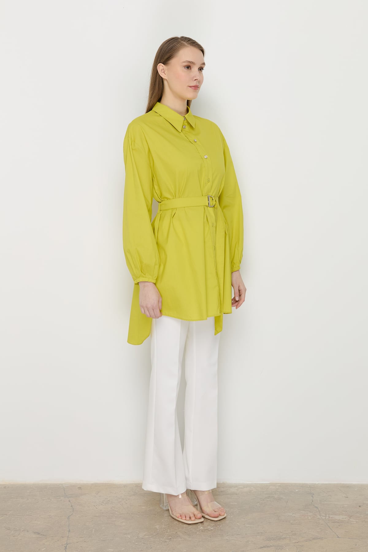 NİHAN Tunik Nihan Beli Kemerli Asimetrik Tunik  Asit_modest