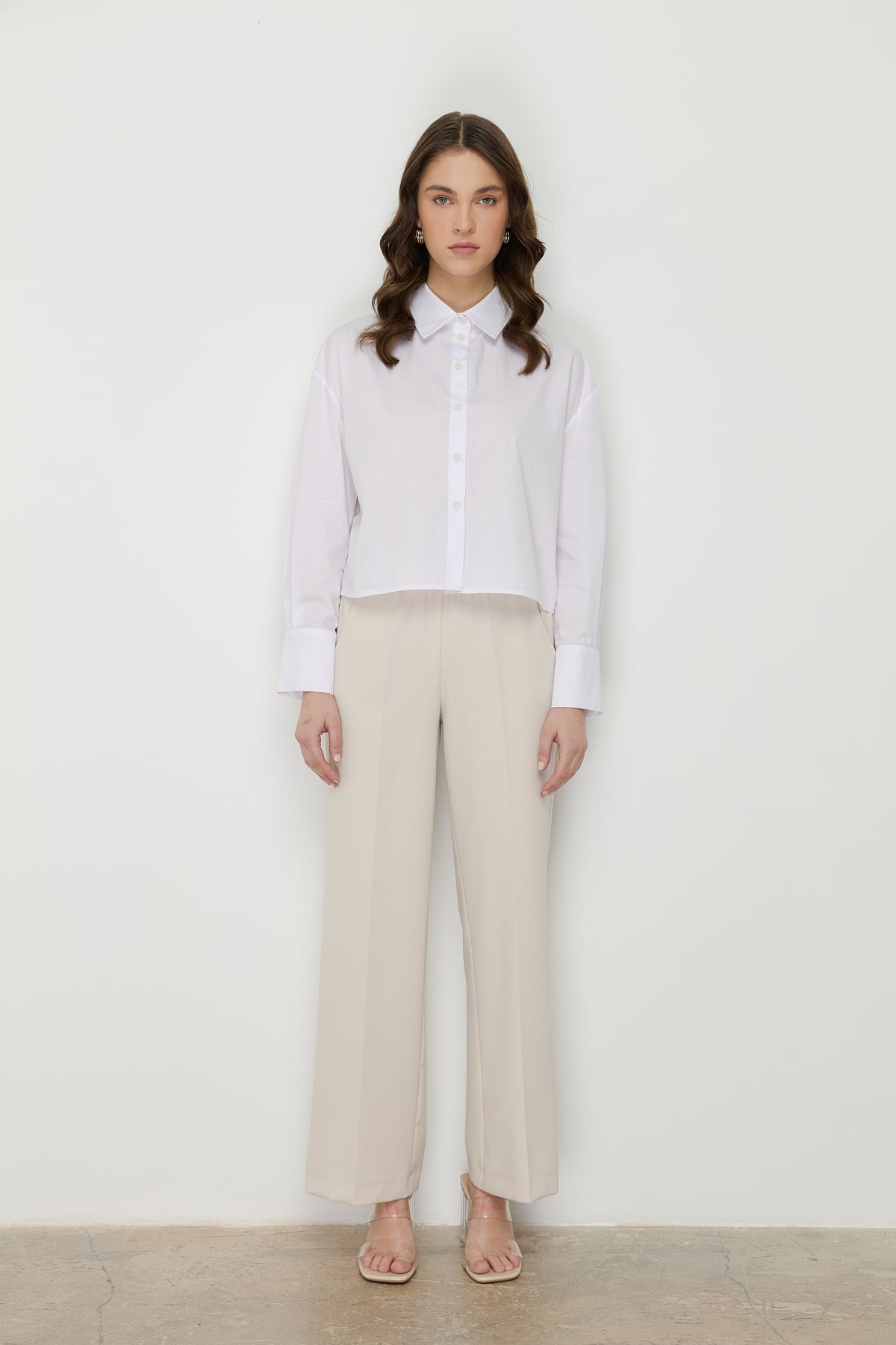 NİHAN Pants Nihan Beli Lastikli Culotte Pantolon  Taş_modest