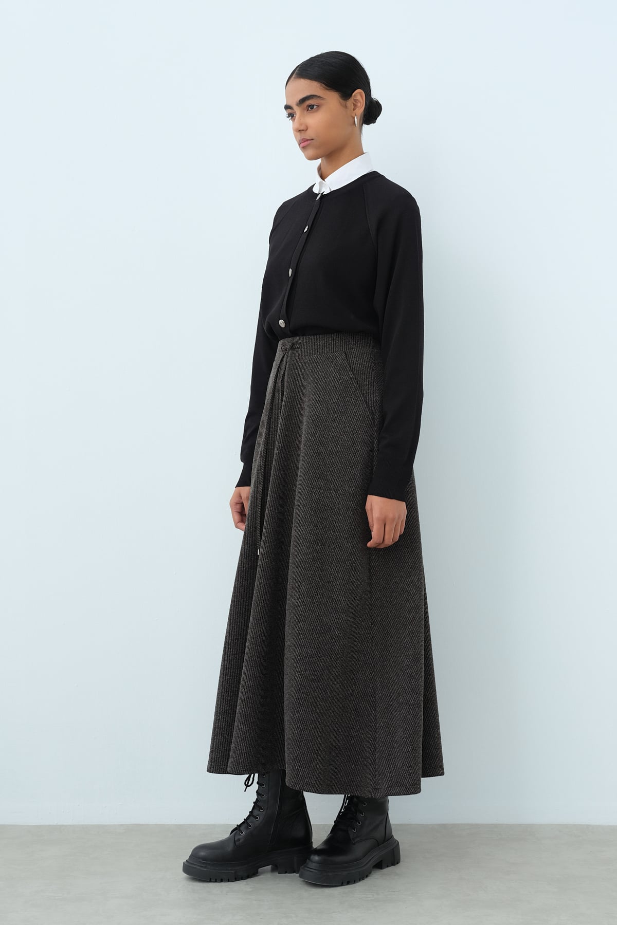 NİHAN Etek Nihan Beli Lastikli Etek  Haki_modest