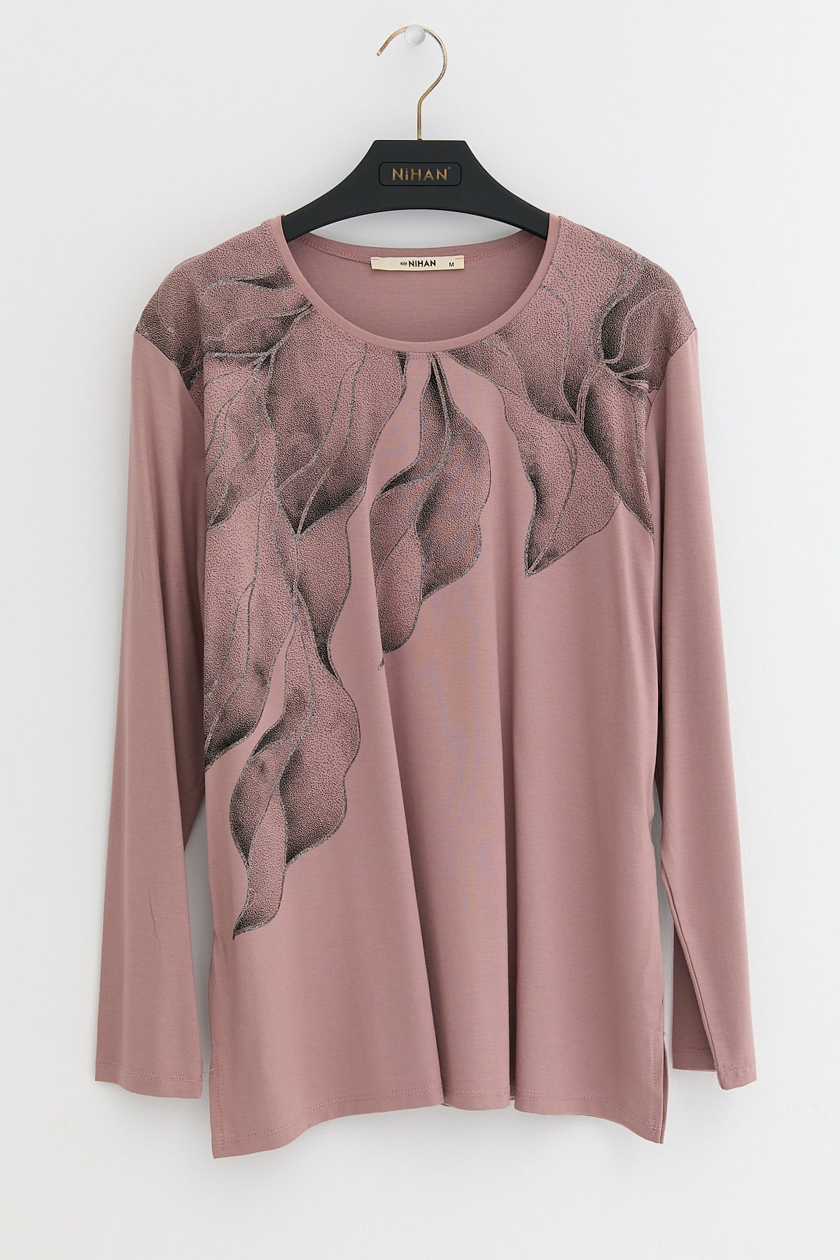 NİHAN Blouse Nihan Büyük Beden Penye Bluz  Pudra_modest