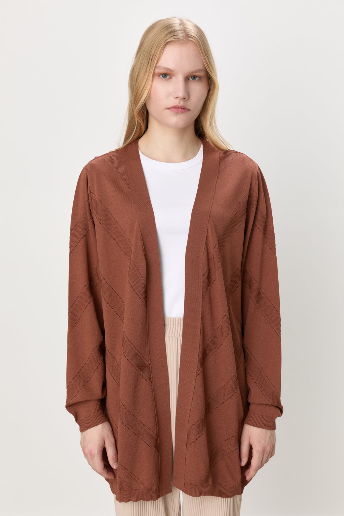NİHAN Cardigan Nihan Büyük Beden Rayon Hırka  Kahve_modest