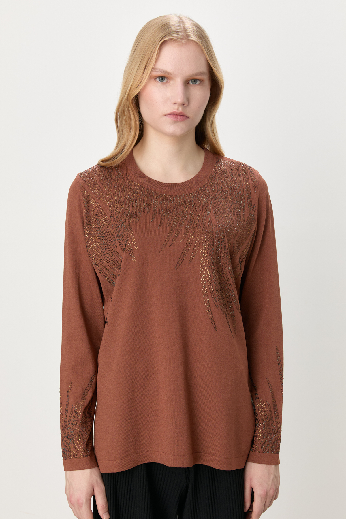 NİHAN Sweater Nihan Büyük Beden Rayon Kazak  Kahve_modest