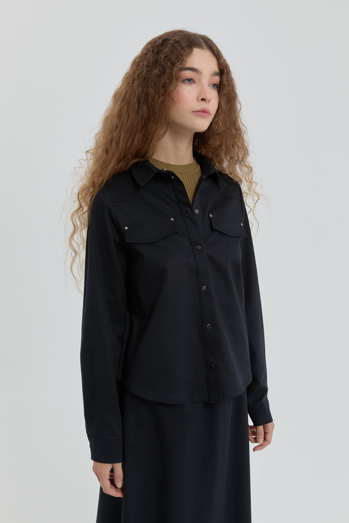 NİHAN Shirts Nihan Cep Detaylı Gömlek  Lacivert_modest