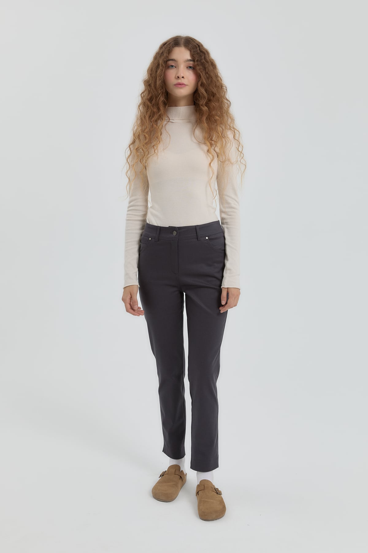 NİHAN Pants Nihan Dar Paça Pantolon  Füme_modest
