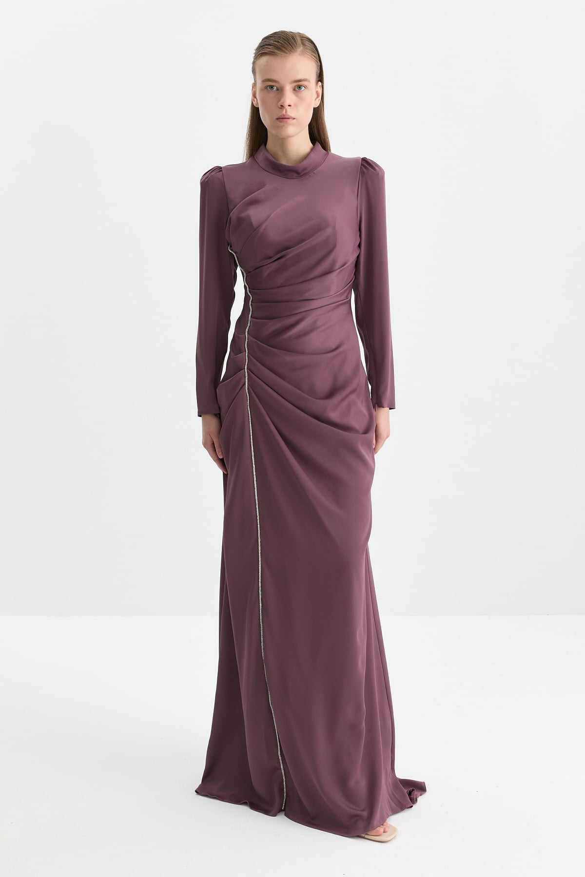 NİHAN Elbise Nihan Drapeli Şık Elbise  Berry_modest